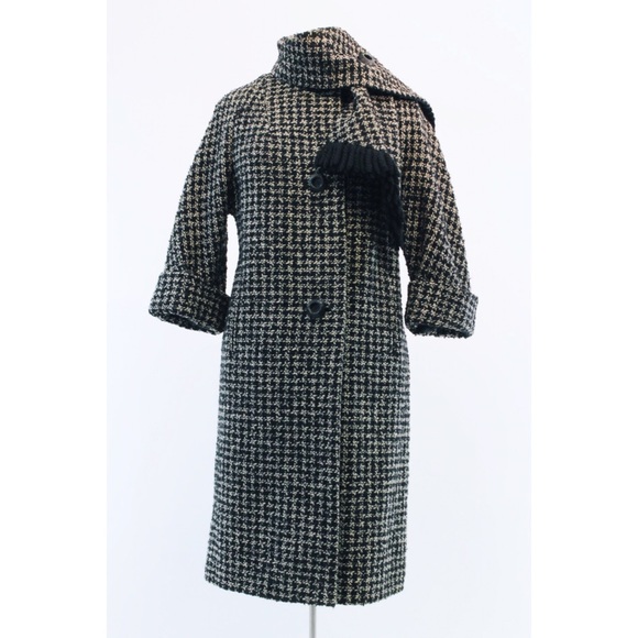 Vintage Jackets & Blazers - Vintage 60s Houndstooth Wool Coat D.H. Evans